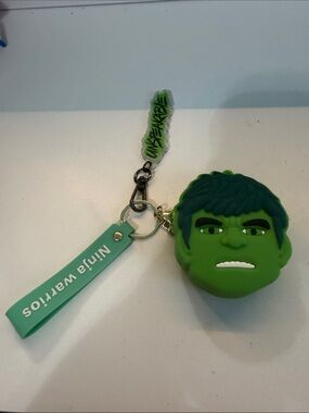 Green Hulk Face wallet with Keychains, with Teal Ninja Warrios Strap